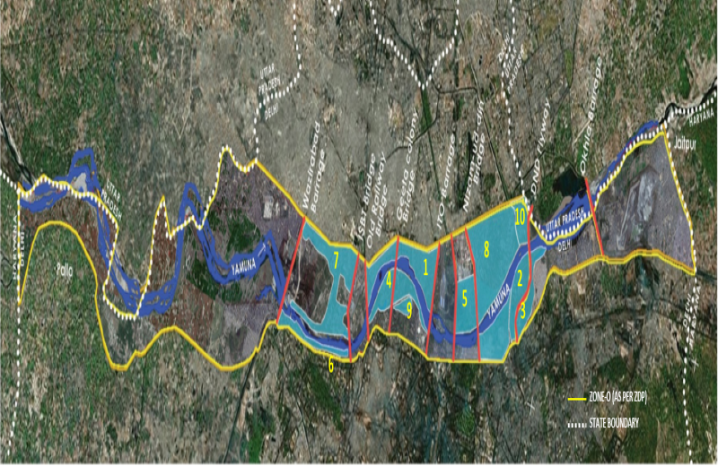 यमुना नदी के बाढ़ के मैदानों के परियोजना स्थल, डीडीए के अधिकार क्षेत्र में